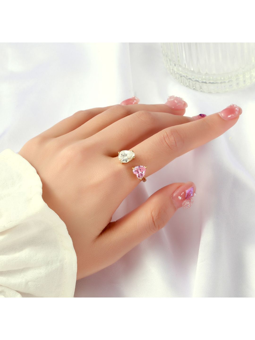 Cincin Jari Toietmoi Crystal Double Crystal Double Crystal