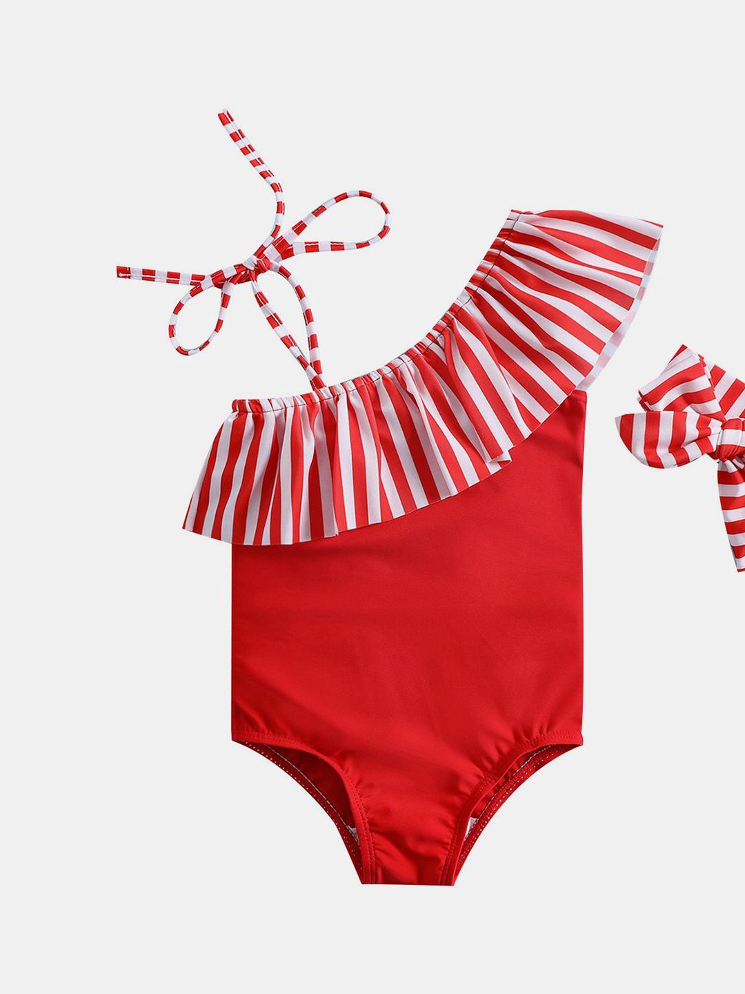 YK Girls Striped One Shoulder Bodysuit