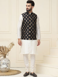 SOJANYA Mandarin Collar Kurta With Churidar & Nehru jacket