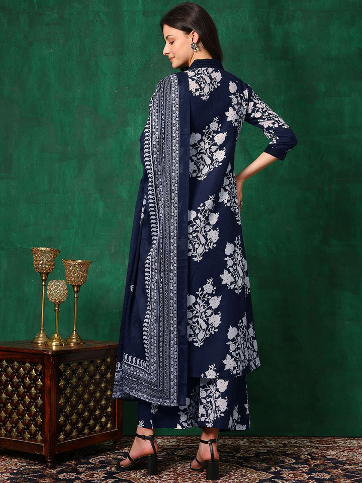 KALINI Women Floral Printed Regular Mirror Work Kurta with Palazzos & With Dupatta
