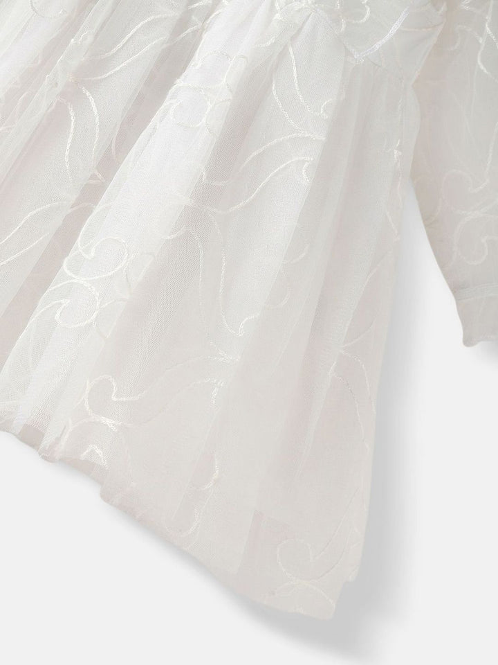 Nauti Nati Girls Puff Sleeve Ruffled Fit & Flare Dress