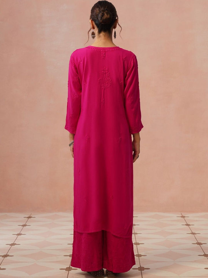 Rumah Chikankari Kurta Chikankari Biasa Wanita dengan Seluar