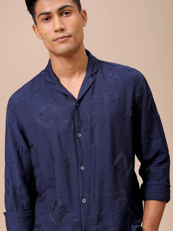 The Indian Garage Co Men Relaxed Fit Embroidery Resortwear Shirt