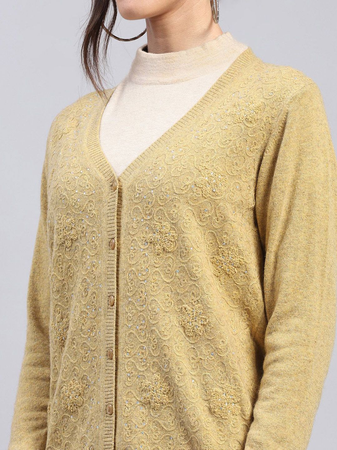 Monte Carlo Women Floral Woollen Cardigan