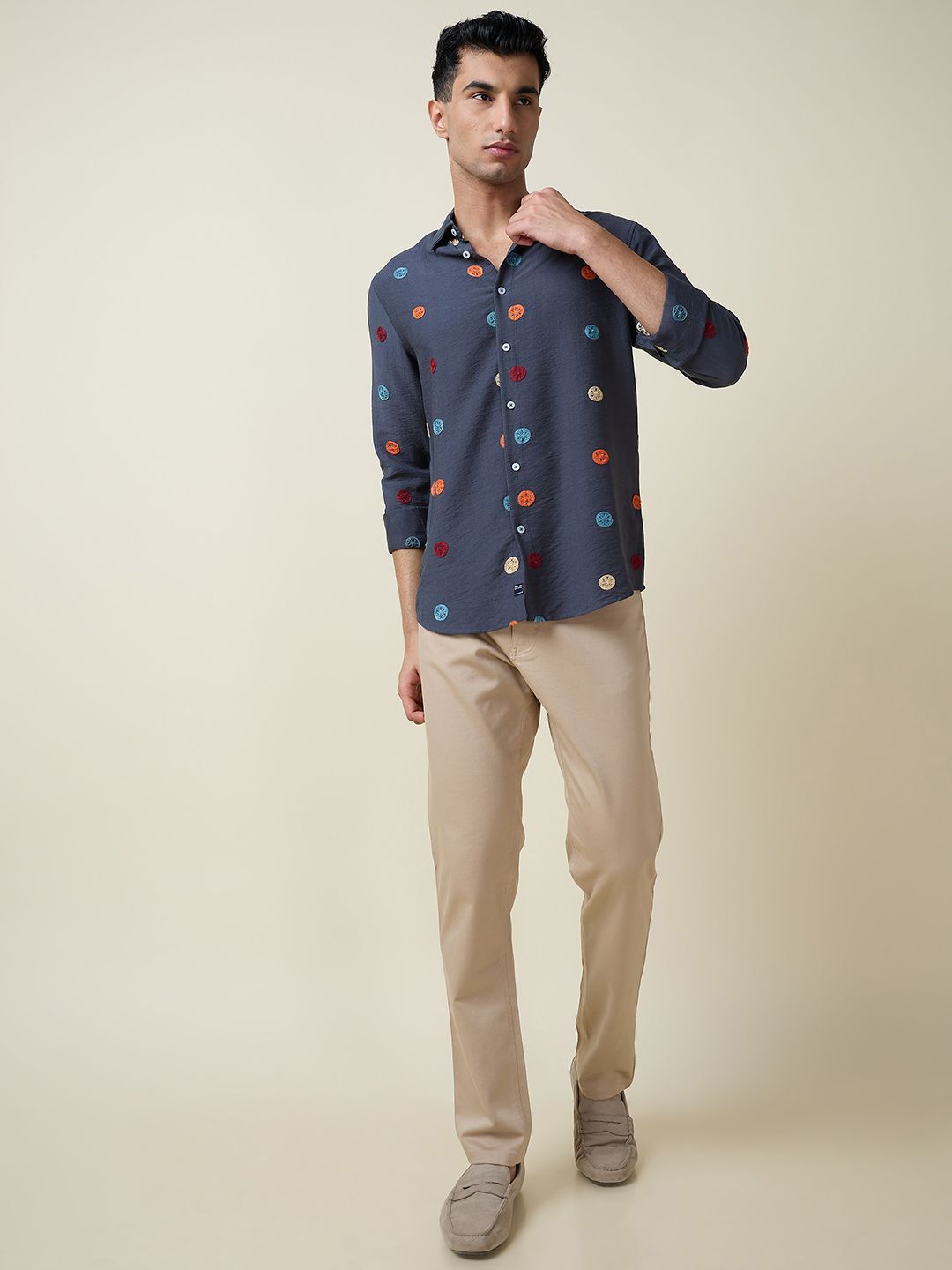 Thomas Scott Men Embroidered Regular Fit Casual Shirt