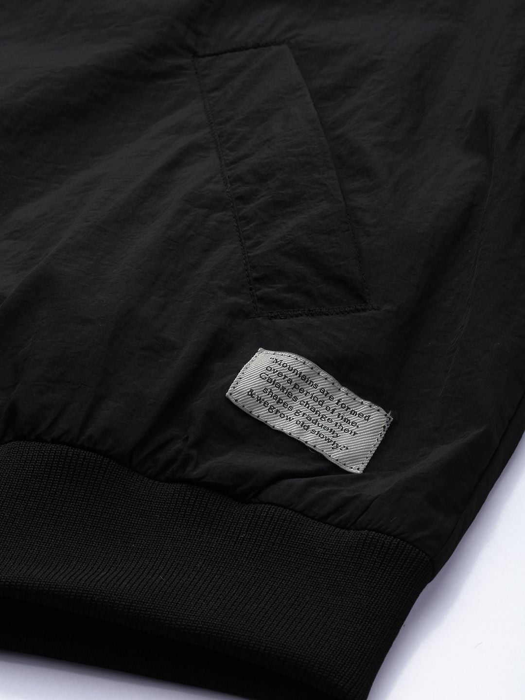 Mr Bowerbird Men Black Solid Lightweight Mandarin Collar Bomber Jacket