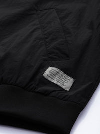Mr Bowerbird Men Black Solid Lightweight Mandarin Collar Bomber Jacket