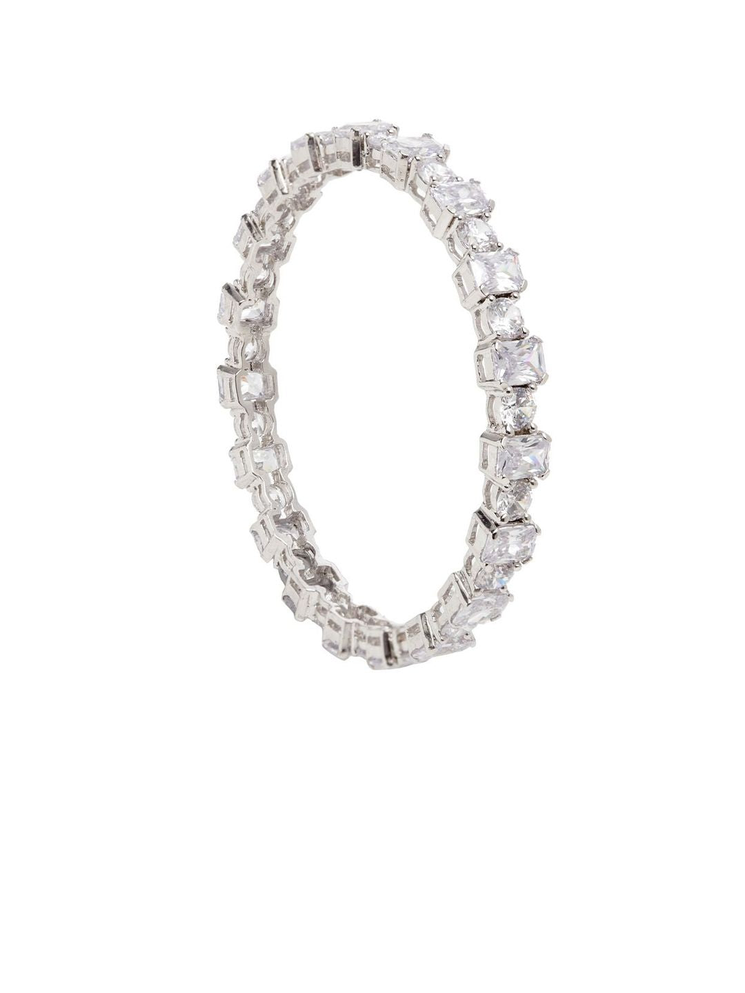 Anouk Set Of 2 Rhodium-Plated American Diamond Stone Studded Bangles