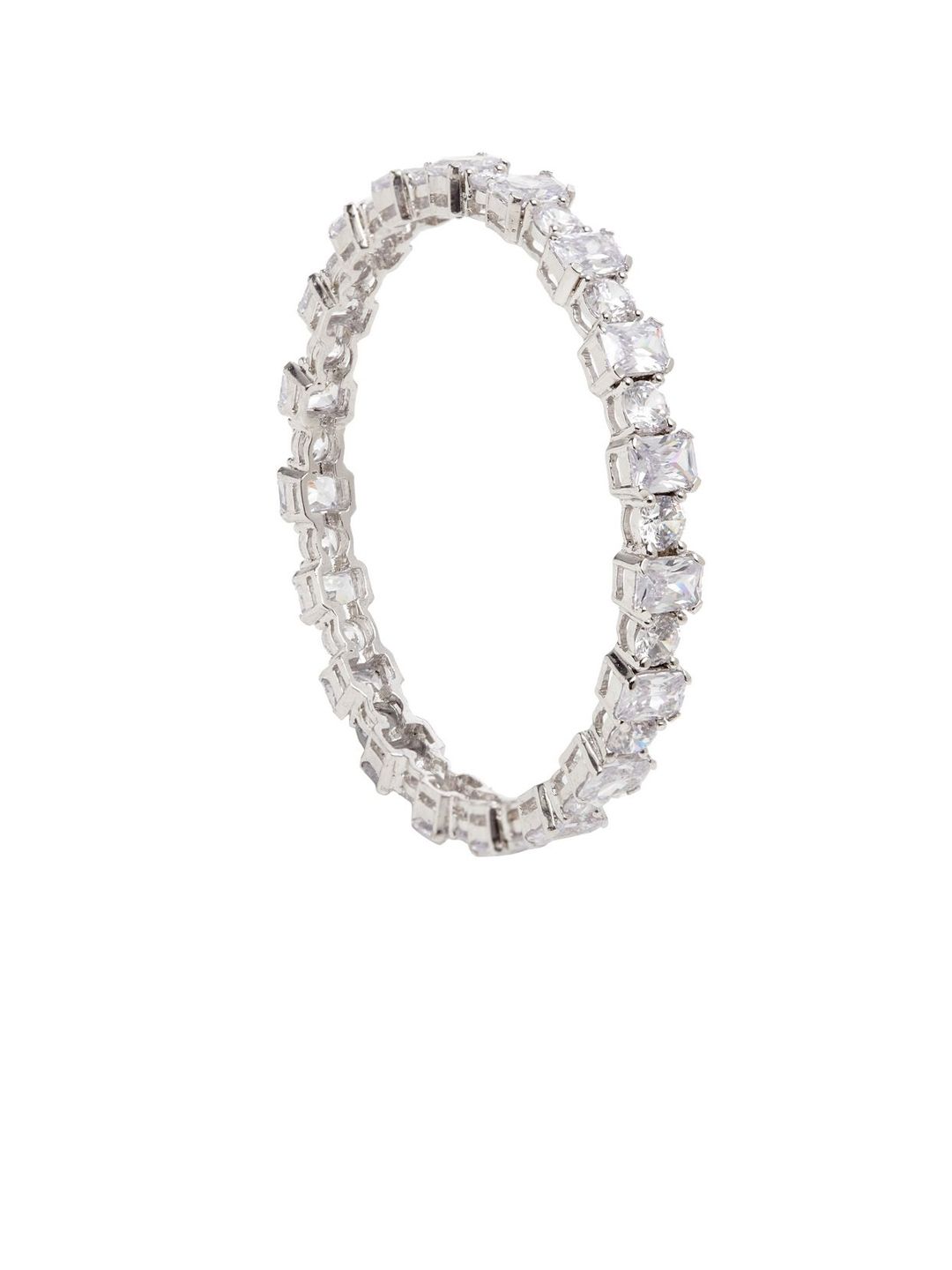 Anouk Set Of 2 Rhodium-Plated American Diamond Stone Studded Bangles