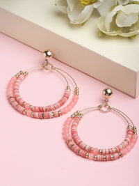 DressBerry X fwd Gold-Toned Circular Contemporary Beaded Drop Earrings