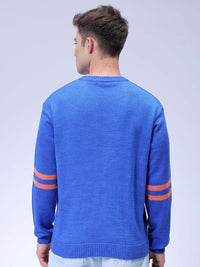 The Indian Garage Co Men Superman Printed Crew Neck Relaxed Fit Jacquard Sweater