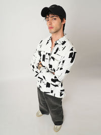 VASTRADO Men Classic Slim Fit Spread Collar Abstract Printed Cotton Casual Shirt