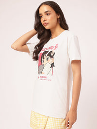 DressBerry Playful Ease Cartoon Printed Relaxed Tee