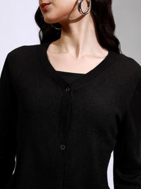 Tokyo Talkies Women Ribbed V-Neck Cardigan Sweaters
