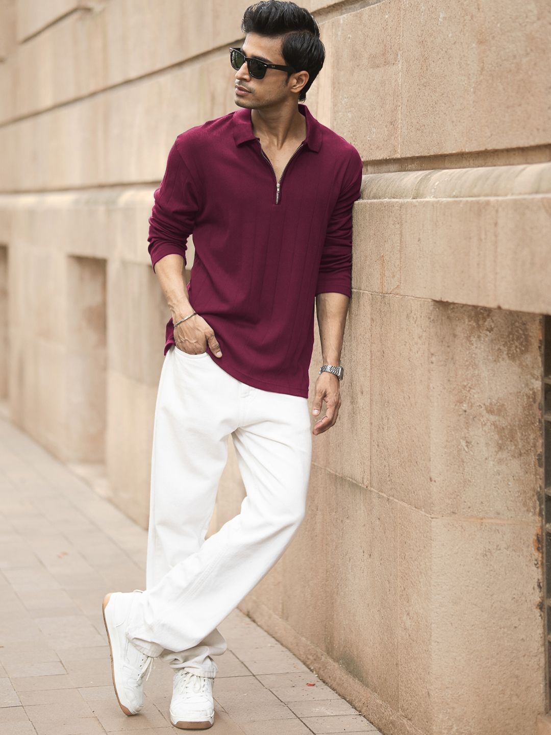 Powerlook Men Polo Collar Pure Cotton Zipper T-shirt