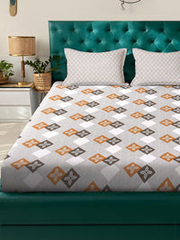 KLOTTHE Grey Geometric 400 TC Cadar Katil King dengan 2 Sarung Bantal