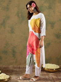 Indo Era Floral Straight Printed Kurta with Trousers