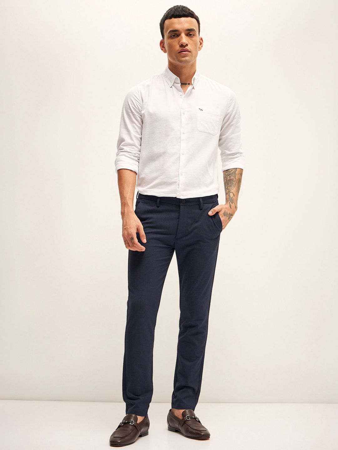 THE BEAR HOUSE Men Slim Fit Chinos Trousers
