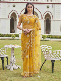 Tikhi Imli Embellished Embroidered Net Saree