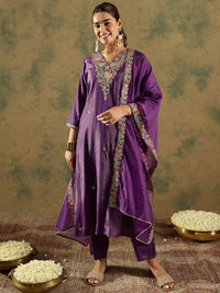 Indo Era Ethnic Motifs Embroidered Kurta With Trousers & Dupatta