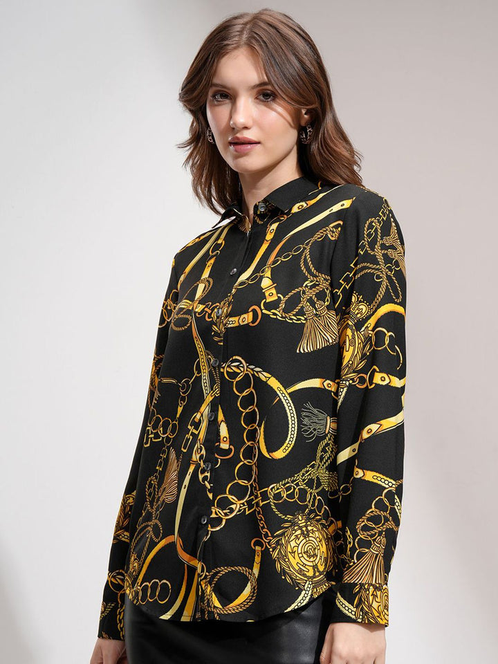 ESPYR By Tokyo Talkies Women Printed Satin Holiday Shirt