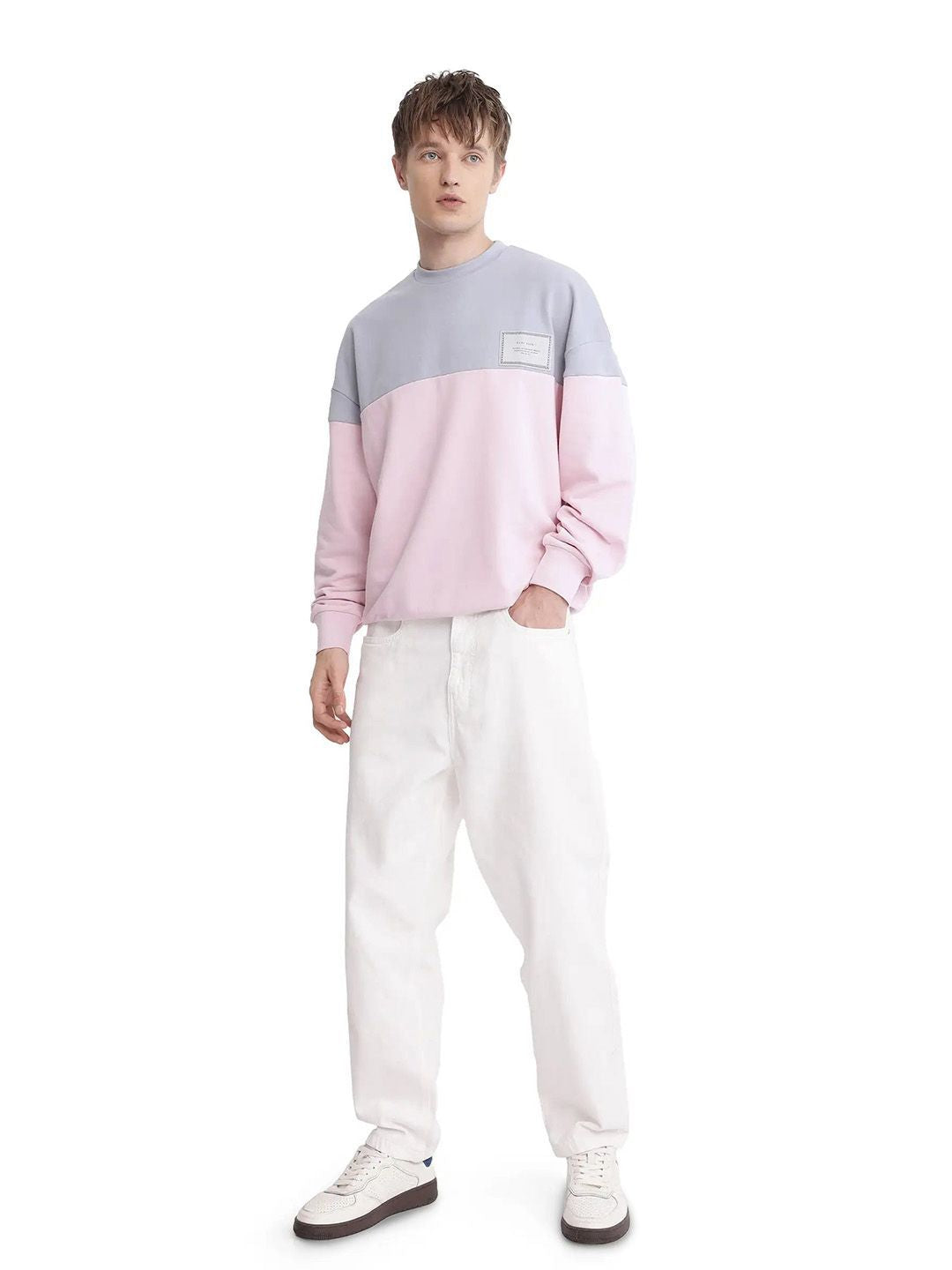 RARE RABBIT Men Colourblocked Printed Sweatshirt