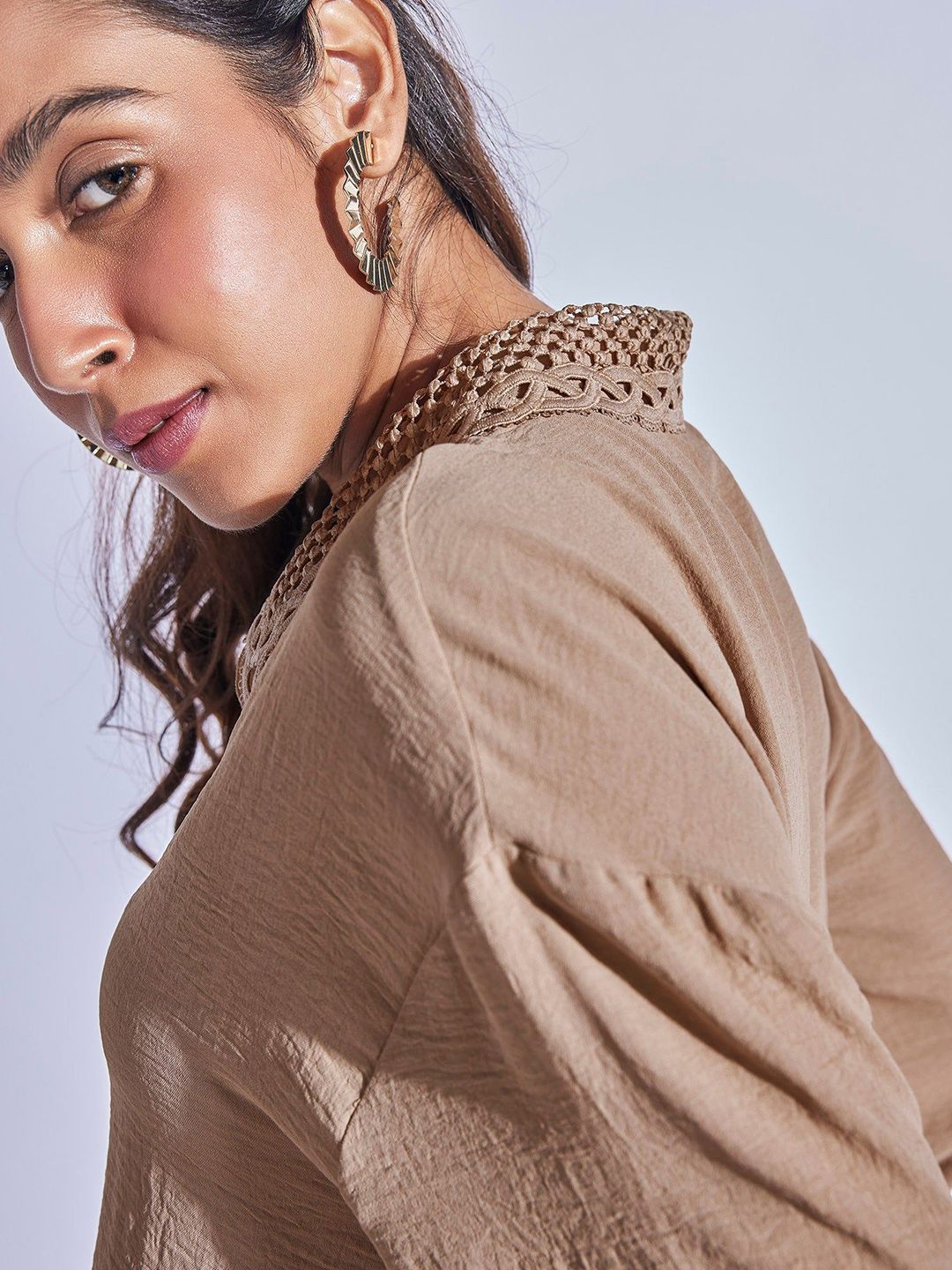 The Label Life Women Spread Collar Solid Casual Shirt