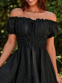 Berrylush Off-Shoulder Bishop Sleeve A-Line Dress
