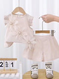 YK Girls Pure Cotton Round Neck Top With Shorts Clothing Set