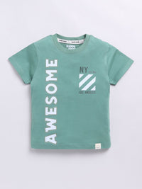 Happy Faces Boys Pure Cotton Typography Printed T-shirt