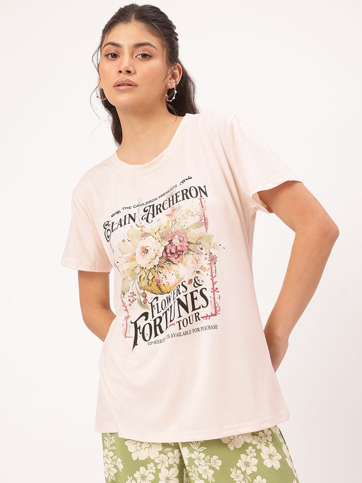 DressBerry Flower Fantasy Printed Relaxed Tee