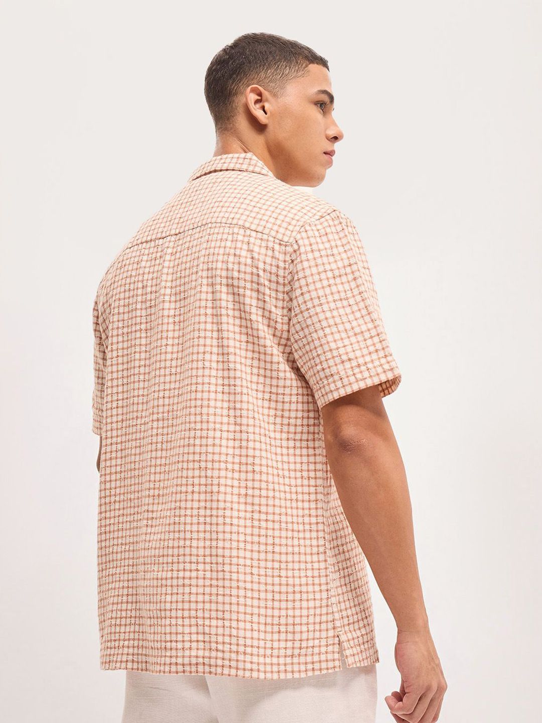 THE BEAR HOUSE Men Micro Checks Pure Cotton Casual Shirt