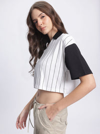 DressBerry Casual Constructs Striped Boxy Crop T-shirt