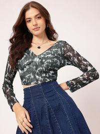 DressBerry Monochrome Mania Half-Zipper Crop Top