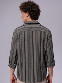 The Indian Garage Co Men Relaxed Fit Striped Dobby Textured Resortwear Shirt