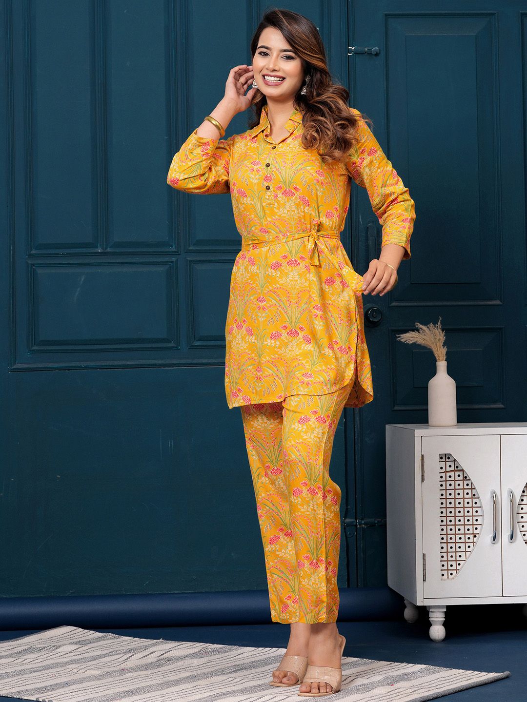 Indo Era Printed Tunic With Trousers Co-Ords
