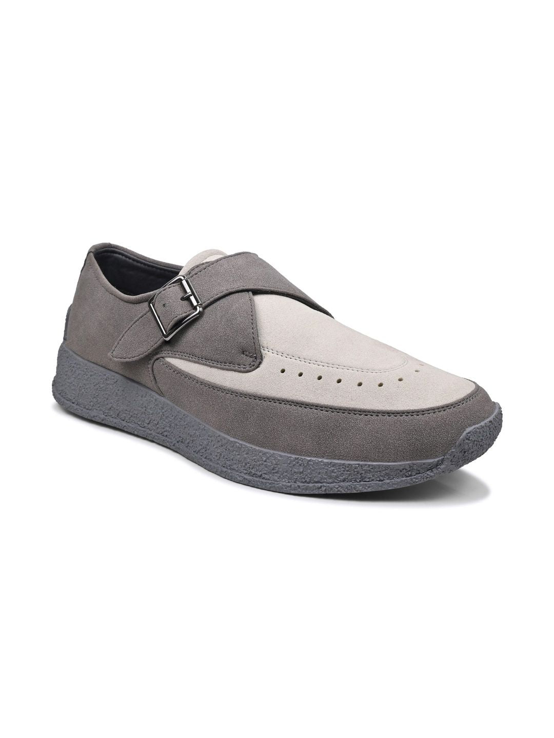 MONKSTORY Men Grey Suede Sneakers