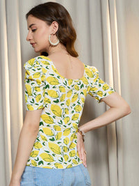 Berrylush Women Floral Printed Extended Sleeves Pockets T-shirt