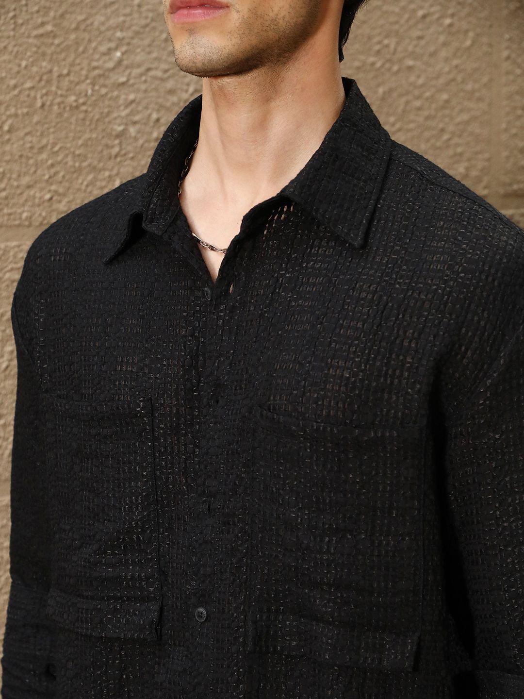 Campus Sutra Men Regular Fit Textured Casual Shirt
