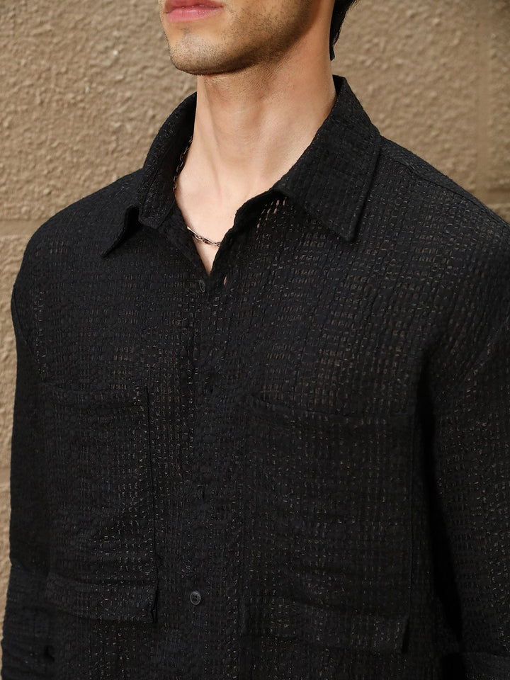 Campus Sutra Men Regular Fit Textured Casual Shirt