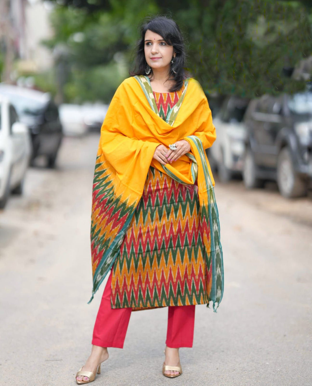 KALINI Women Ethnic Motifs Printed Regular Kurta with Trousers & With Dupatta