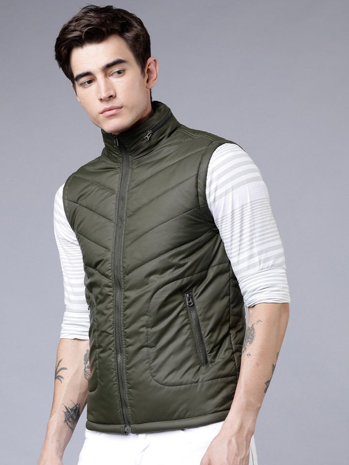 HIGHLANDER Men Olive Green Solid Puffer Jacket
