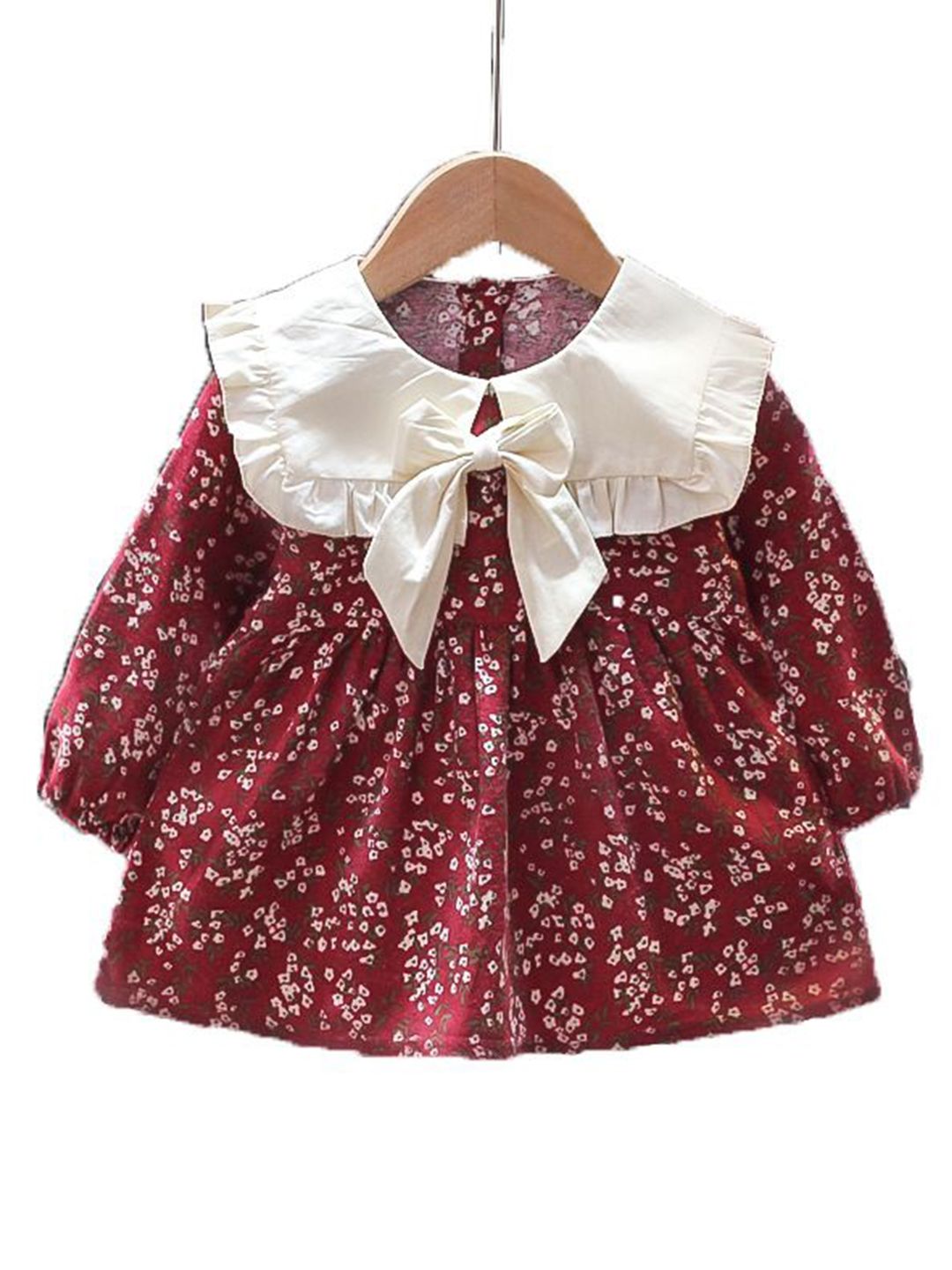 YK Girls Printed Puff Sleeves Cotton A-Line Dress