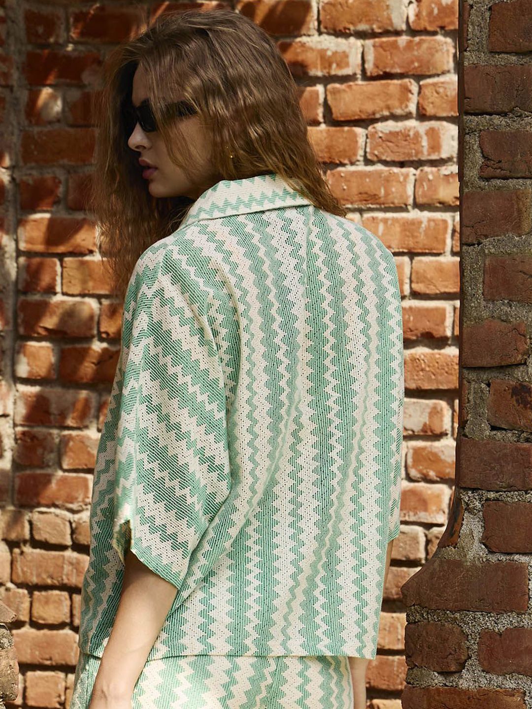 SASSAFRAS Women Textured Oversized Cotton Casual Shirt