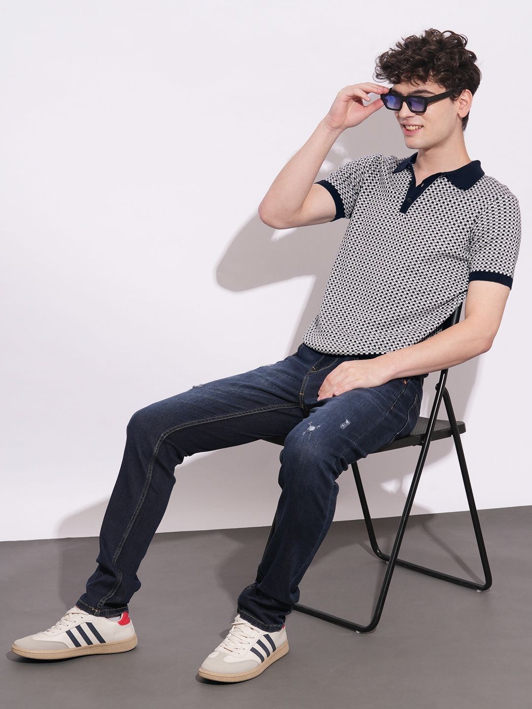 Being Human Men Checked Polo Collar T-shirt