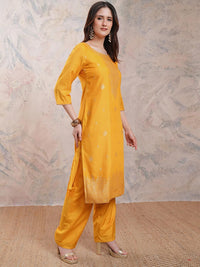 Vishudh Ethnic Motifs Printed Straight Kurta With Trousers & Dupatta