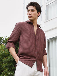 Campus Sutra Men Comfort Fit Checked Spread Collar Casual Shirt