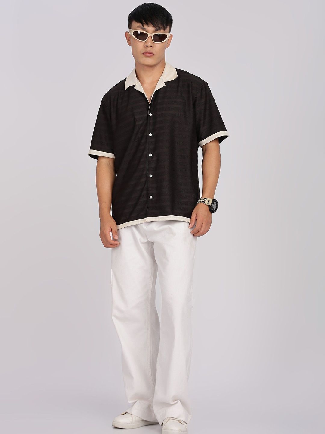 Eszett Cuban Collar Cotton Shirt