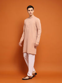 House of Chikankari Men Pink Cotton Embroidered Kurta