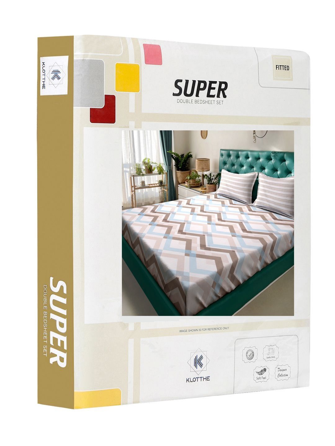 KLOTTHE Pink Chevron Polycotton 300 TC Fitted King Fine Bedsheet with 2 Pillow Covers-98 x 89 inches